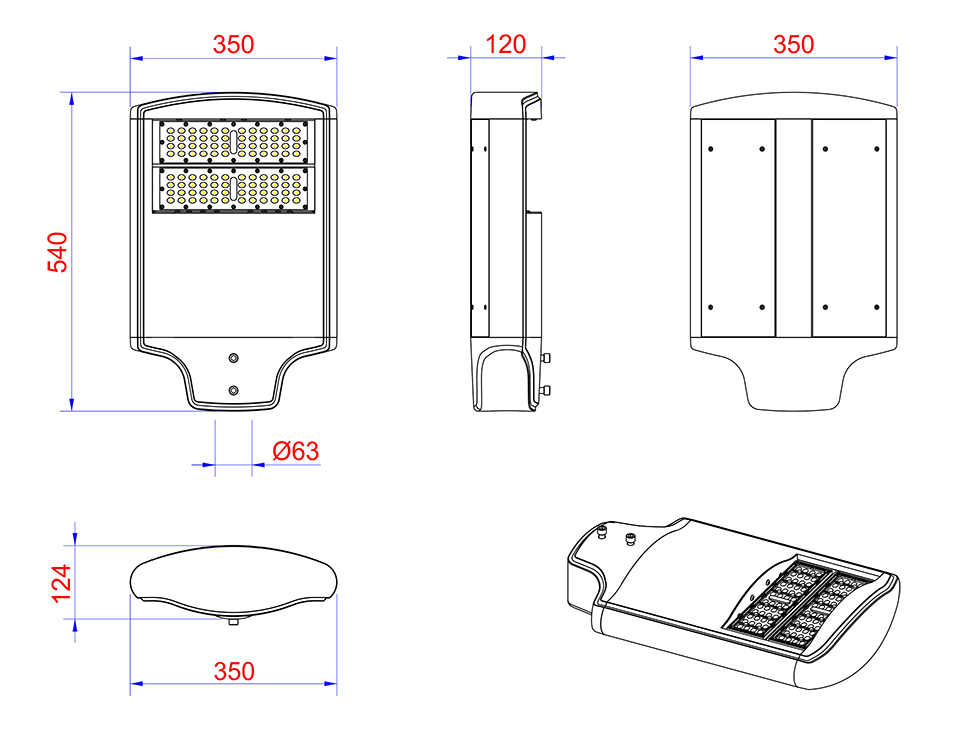 Đèn LED đường phố 65w 75w 85w dimming
