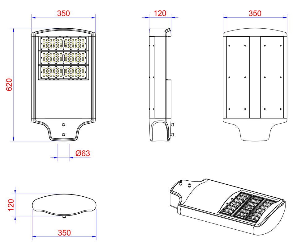 Đèn LED đường phố 100w 120w 130w dimming